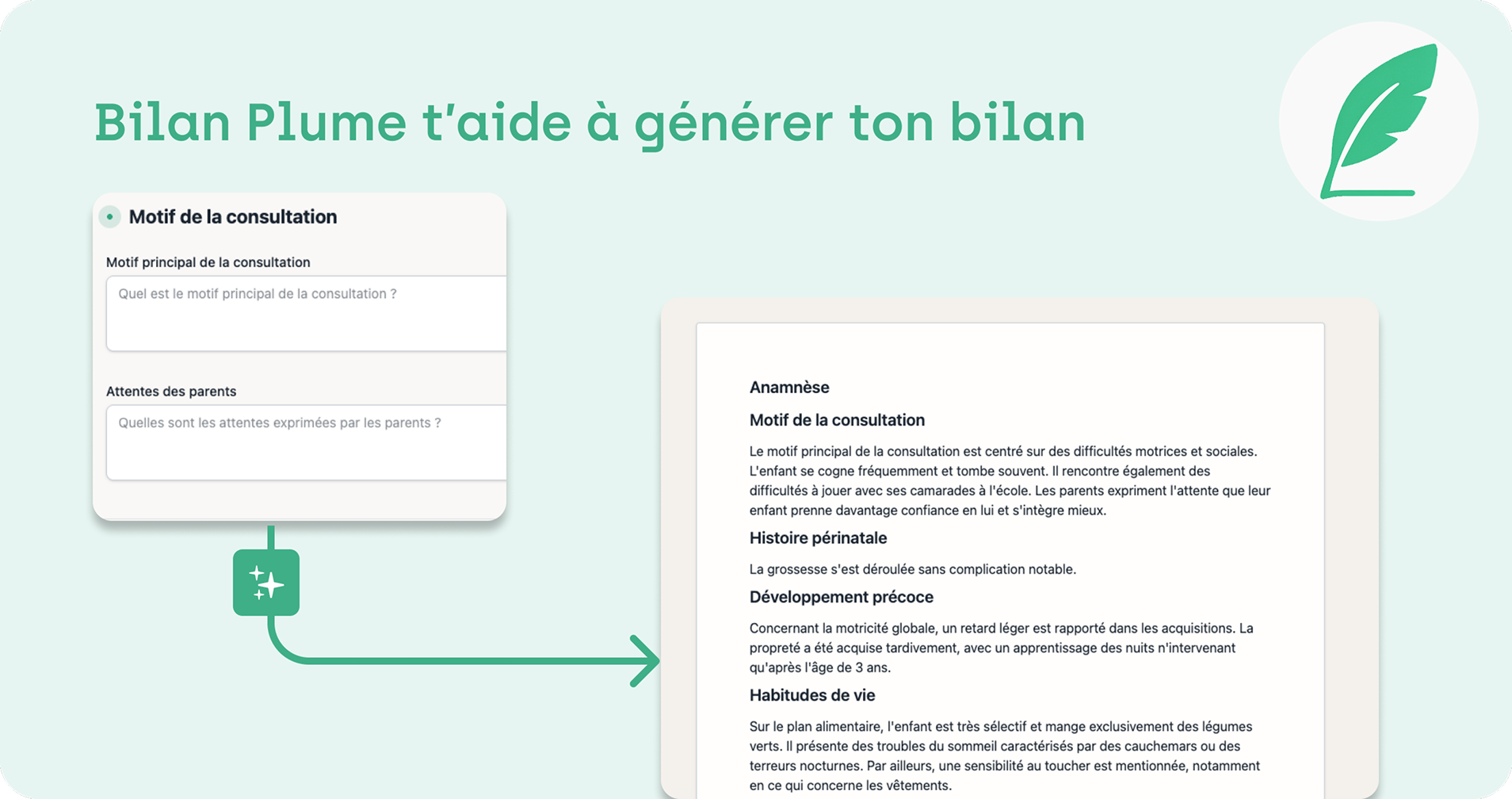 Psychomotricienne souriante rédigeant un bilan dans son cabinet avec matériel thérapeutique